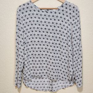 H&M Witchy Whimsigoth Halloween Black&White Star Print Button Back Shirt Sz 14